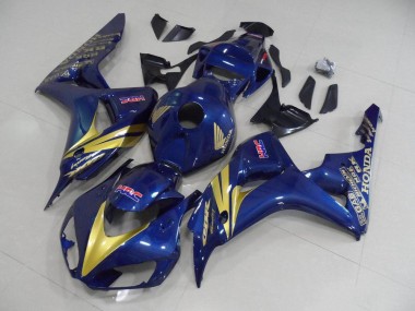 Carénage Moto CBR 1000 RR 2006-2007 - Bleu Foncé avec Or Bande