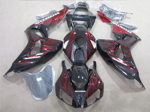 Carénage Moto CBR 1000 RR 2006-2007 - Noir Rouge Flamme Carénage Moto CBR 1000 RR 2006-2007 - Noir Rouge Flamme