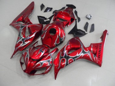 Carénage Moto CBR 1000 RR 2006-2007 - Rouge avec Noir Gris Flamme