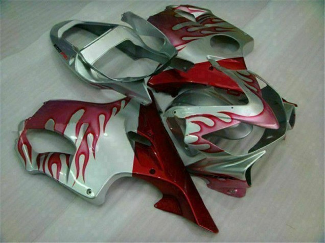 Carénage Moto CBR 600 F4i 2001-2003 - Rouge Flamme Argent Carénage Moto CBR 600 F4i 2001-2003 - Rouge Flamme Argent