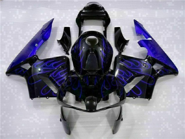 Carénage Moto CBR 600 RR 2003-2004 - Noir avec Bleu Flamme Carénage Moto CBR 600 RR 2003-2004 - Noir avec Bleu Flamme