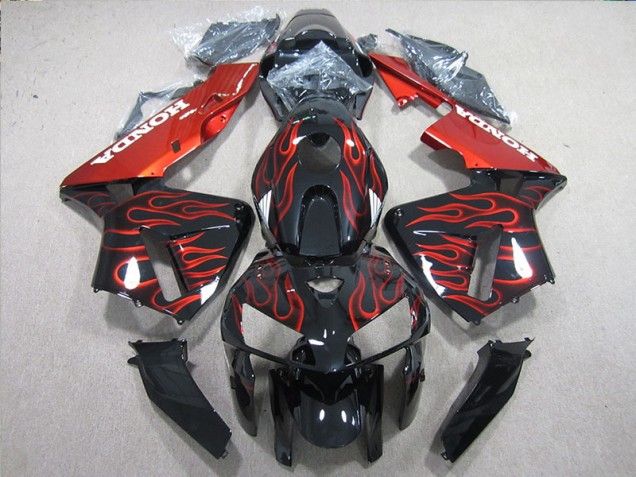 Carénage Moto CBR 600 RR 2005-2006 - Noir Rouge Flamme Carénage Moto CBR 600 RR 2005-2006 - Noir Rouge Flamme