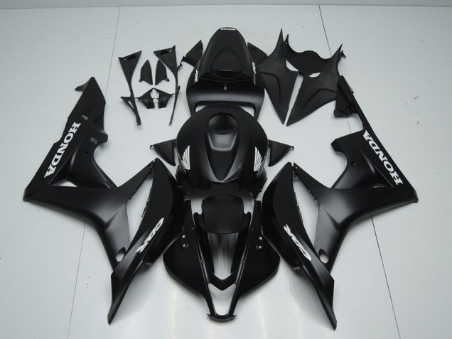 Carénage Moto CBR 600 RR 2007-2008 - Noir Mat avec Blanc Décalque Carénage Moto CBR 600 RR 2007-2008 - Noir Mat avec Blanc Décalque