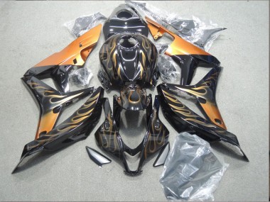 Carénage Moto CBR 600 RR 2007-2008 - Noir Orange Flamme