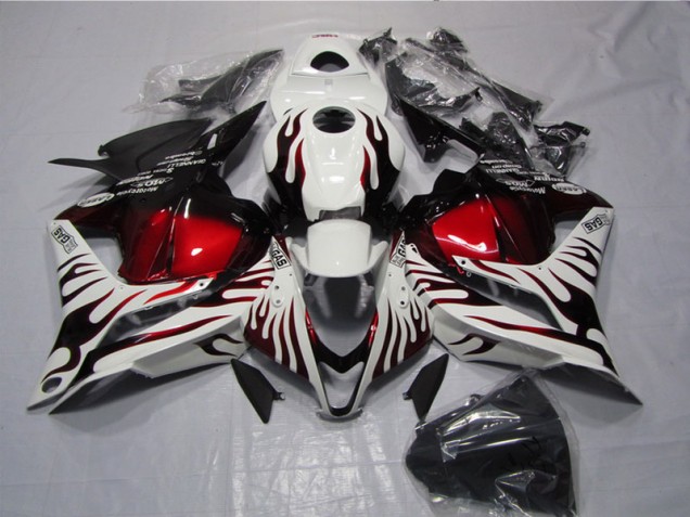 Carénage Moto CBR 600 RR 2009-2012 - Blanc Noir Rouge Flamme Carénage Moto CBR 600 RR 2009-2012 - Blanc Noir Rouge Flamme