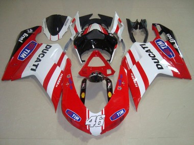 Carénage Moto Ducati 1098 2007-2014 - Rouge Blanc Tim 46