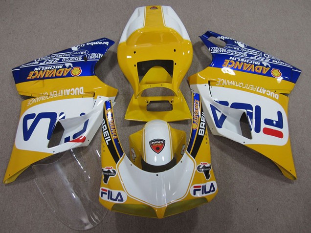 Carénage Moto Ducati 748 1993-2005 - Jaune Blanc Fila Carénage Moto Ducati 748 1993-2005 - Jaune Blanc Fila