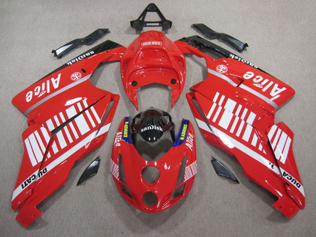 Carénage Moto Ducati 749 2005-2006 - Rouge Blanc Alice Sandisk Carénage Moto Ducati 749 2005-2006 - Rouge Blanc Alice Sandisk