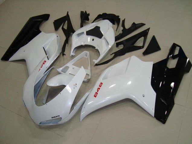 Carénage Moto Ducati 848 1098 1198 2007-2014 - Blanc Nacré Noir Carénage Moto Ducati 848 1098 1198 2007-2014 - Blanc Nacré Noir