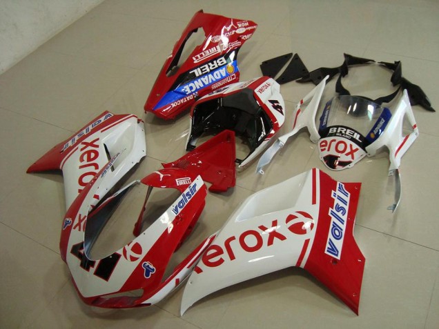 Carénage Moto Ducati 848 1098 1198 2007-2014 - Blanc Rouge Xerox Carénage Moto Ducati 848 1098 1198 2007-2014 - Blanc Rouge Xerox