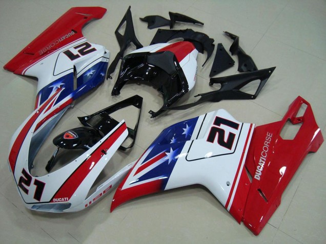 Carénage Moto Ducati 848 1098 1198 2007-2014 - Noir Blanc Rouge 21 Carénage Moto Ducati 848 1098 1198 2007-2014 - Noir Blanc Rouge 21