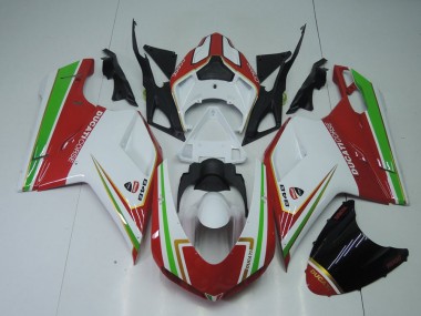 Carénage Moto Ducati 848 1098 1198 2007-2014 - Rouge Blanc et Vert