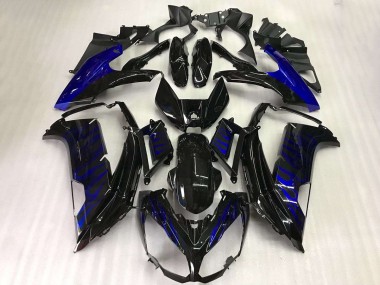 Carénage Moto EX650 2012-2016 - Noir Bleu Flamme