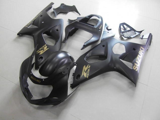 Carénage Moto GSXR 1000 K1 2000-2002 - Tout Noir mat avec Décalque doré Carénage Moto GSXR 1000 K1 2000-2002 - Tout Noir mat avec Décalque doré