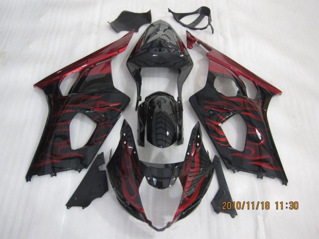 Carénage Moto GSXR 1000 K3 2003-2004 - Noir Rouge Flamme Carénage Moto GSXR 1000 K3 2003-2004 - Noir Rouge Flamme