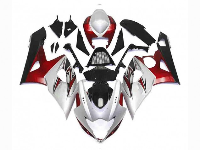 Carénage Moto GSXR 1000 K5 2005-2006 - Argent Rouge Noir Carénage Moto GSXR 1000 K5 2005-2006 - Argent Rouge Noir