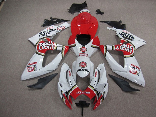 Carénage Moto GSXR 1000 K5 2005-2006 - Blanc Lucky Strike Rouge Motul Carénage Moto GSXR 1000 K5 2005-2006 - Blanc Lucky Strike Rouge Motul