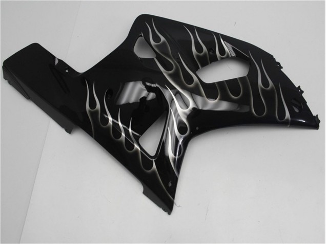 Carénage Moto GSXR 600 / 750 K1 K2 K3 2001-2003 - Noir Blanc Flamme Carénage Moto GSXR 600 / 750 K1 K2 K3 2001-2003 - Noir Blanc Flamme