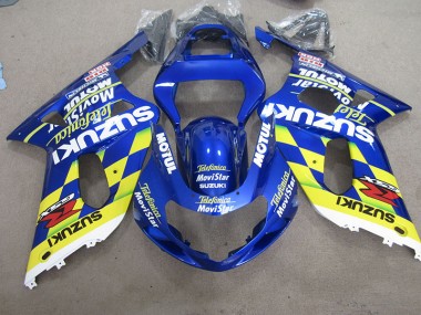 Carénage Moto GSXR 600 K1 K2 K3 2001-2003 - Bleu Jaune Telefumia Movistar
