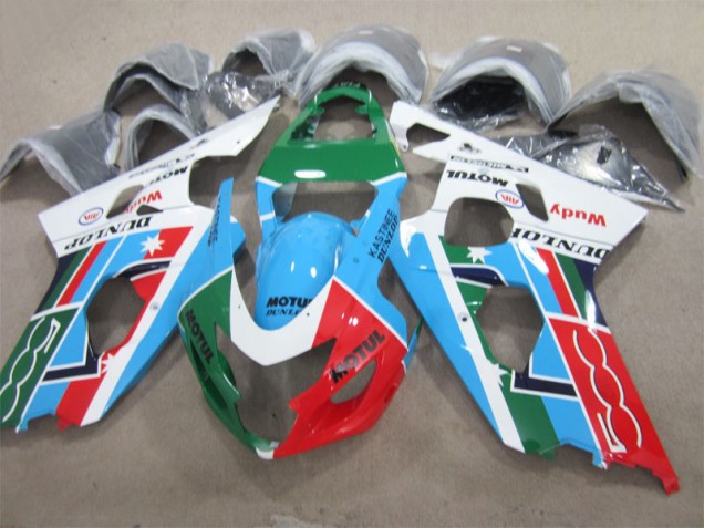 Carénage Moto GSXR 600 K4 2004-2005 - Bleu Vert Rouge Motul Carénage Moto GSXR 600 K4 2004-2005 - Bleu Vert Rouge Motul