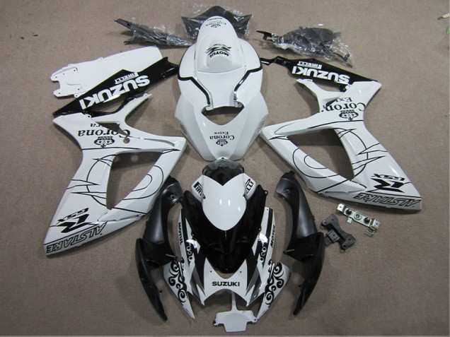 Carénage Moto GSXR 600 K6 2006-2007 - Blanc Noir Corona Extra Carénage Moto GSXR 600 K6 2006-2007 - Blanc Noir Corona Extra