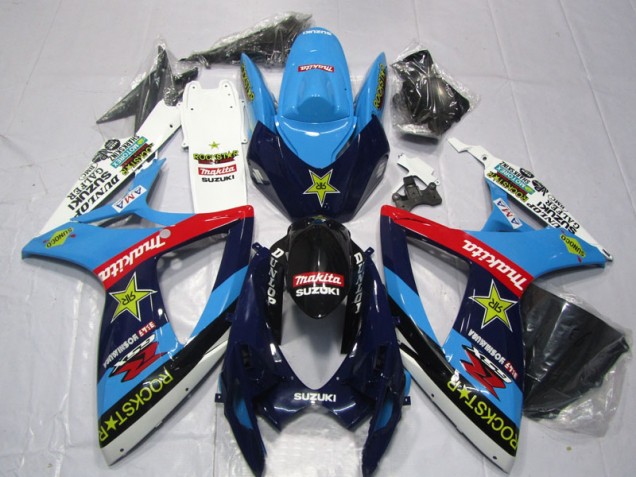 Carénage Moto GSXR 600 K6 2006-2007 - Bleu Blanc Rockstar Makita Carénage Moto GSXR 600 K6 2006-2007 - Bleu Blanc Rockstar Makita