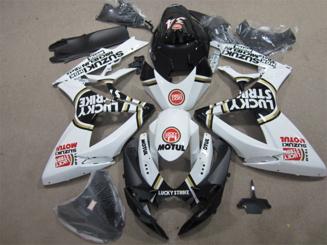 Carénage Moto GSXR 600 K6 2006-2007 - Noir Blanc Lucky Strike Motul