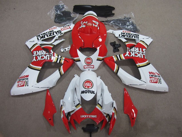 Carénage Moto GSXR 600 K6 2006-2007 - Rouge Blanc Lucky Strike Motul Carénage Moto GSXR 600 K6 2006-2007 - Rouge Blanc Lucky Strike Motul