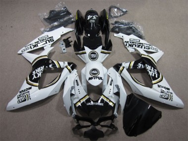 Carénage Moto GSXR 600 K8 2008-2010 - Blanc Lucky Strike Noir Motul