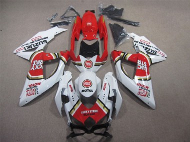 Carénage Moto GSXR 600 K8 2008-2010 - Blanc Lucky Strike Rouge Motul