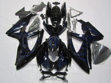 Carénage Moto GSXR 600 K8 2008-2010 - Noir Bleu Flamme