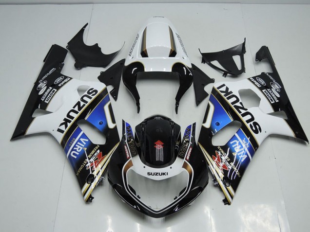 Carénage Moto GSXR 750 K1 K2 K3 2001-2003 - Noir Blanc Bleu Viru Carénage Moto GSXR 750 K1 K2 K3 2001-2003 - Noir Blanc Bleu Viru