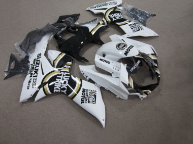 Carénage Moto GSXR 750 K11 2011-2024 - Blanc Lucky Strike Noir Motul