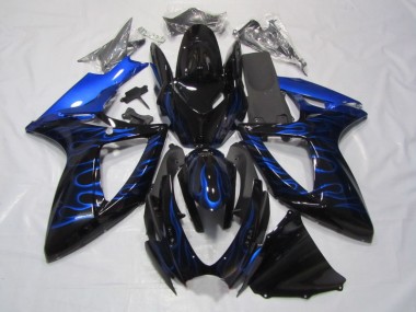Carénage Moto GSXR 750 K6 2006-2007 - Noir Bleu Flamme