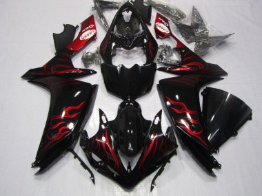 Carénage Moto R1 2007-2008 - Noir Rouge Flamme