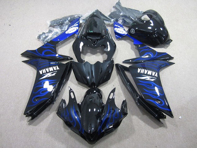 Carénage Moto R1 2007-2008 - Noir avec Bleu Flamme Carénage Moto R1 2007-2008 - Noir avec Bleu Flamme