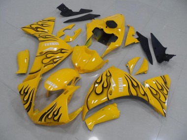 Carénage Moto R1 2009-2011 - Jaune Noir Flamme