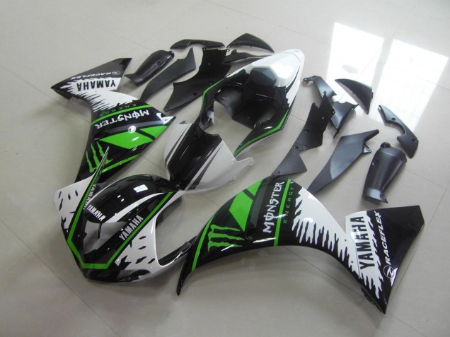 Carénage Moto R1 2012-2014 - Blanc Vert Monster Carénage Moto R1 2012-2014 - Blanc Vert Monster