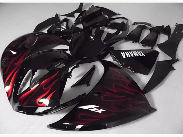 Carénage Moto R1 2012-2014 - Rouge Noir Flamme Carénage Moto R1 2012-2014 - Rouge Noir Flamme