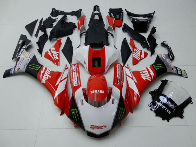 Carénage Moto R1 2015-2019 - Rouge Blanc Monster Carénage Moto R1 2015-2019 - Rouge Blanc Monster