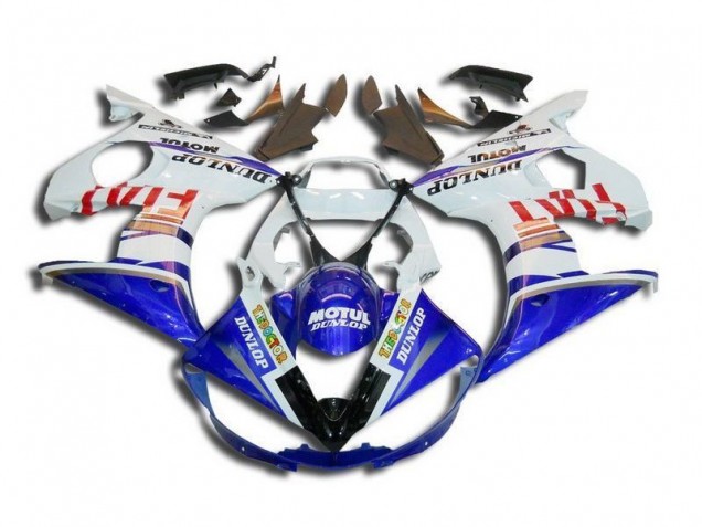 Carénage Moto R6 2003-2005 - Blanc Bleu Fiat Motul Dunlop Carénage Moto R6 2003-2005 - Blanc Bleu Fiat Motul Dunlop
