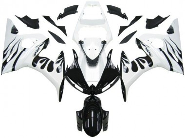 Carénage Moto R6 2003-2005 - Blanc Flamme Noir