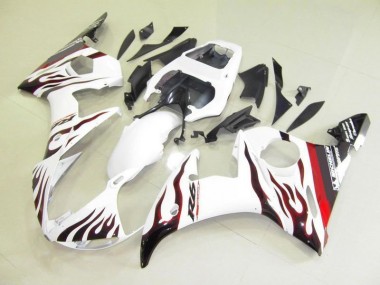 Carénage Moto R6 2003-2005 - Blanc et Flamme