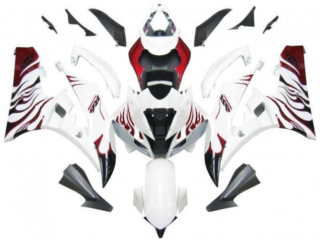 Carénage Moto R6 2006-2007 - Blanc Rouge Flamme Carénage Moto R6 2006-2007 - Blanc Rouge Flamme