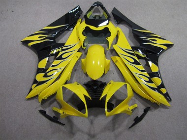 Carénage Moto R6 2006-2007 - Jaune Noir Flamme
