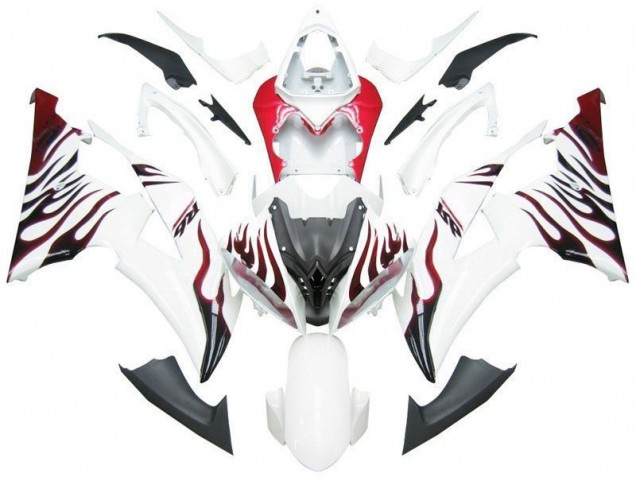 Carénage Moto R6 2008-2016 - Blanc Rouge Flamme R6 Carénage Moto R6 2008-2016 - Blanc Rouge Flamme R6