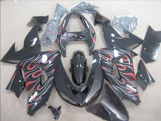 Carénage Moto ZX10R 2006-2007 - Noir Rouge Blanc Flamme Ninja Carénage Moto ZX10R 2006-2007 - Noir Rouge Blanc Flamme Ninja