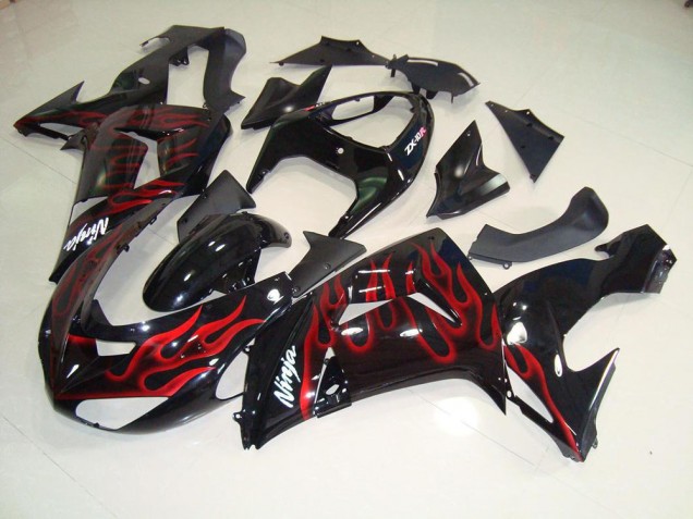 Carénage Moto ZX10R 2006-2007 - Noir Rouge Flamme Carénage Moto ZX10R 2006-2007 - Noir Rouge Flamme