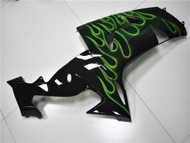 Carénage Moto ZX10R 2006-2007 - Noir Vert Flamme Carénage Moto ZX10R 2006-2007 - Noir Vert Flamme