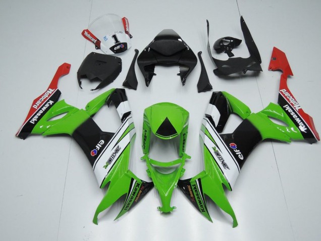 Carénage Moto ZX10R 2008-2010 - Blanc Noir et Vert Carénage Moto ZX10R 2008-2010 - Blanc Noir et Vert